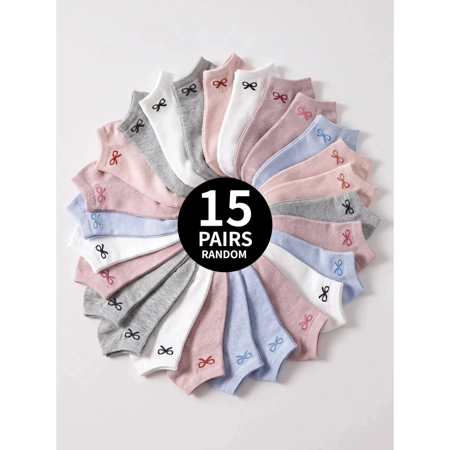 15 Pairs Women’s Ankle Socks, Cute Bow Low-Cut Socks in Assorted Pastel Colors, Soft Breathable Stretchy Socks for Women & Girls, Comfy Everyday Fashion Socks for Sneakers, Flats, School & Casual Wear