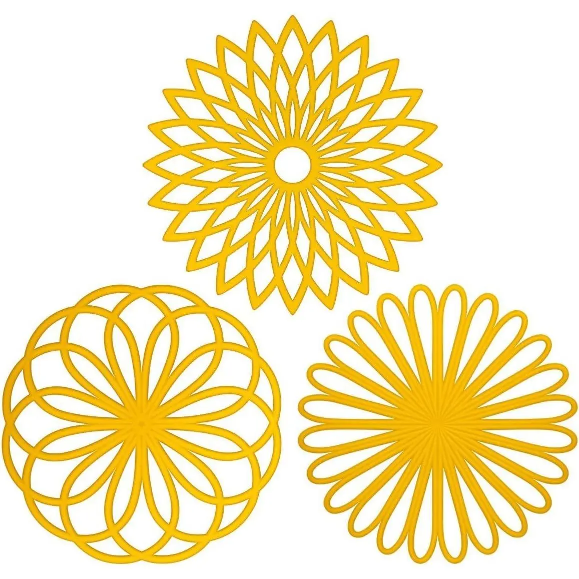 Silicone Trivet Mat - Kitchen Hot Pads for Pots & Dish - Insulated Teapot Trivet - Flexible, Durable, Non-Slip Large Coasters 3 Set Yellow