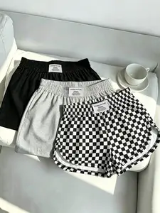 3-Pack Women's Casual Everyday Loose Shorts, Elastic Waist, Sporty Style Activewear, All-Over Print & Plain, Summer & All Seasons, Versatile Ladies' Shorts