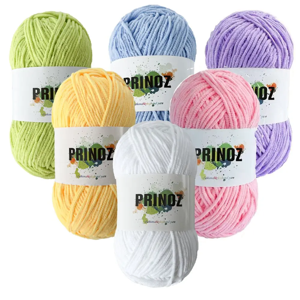 6-Pack Chenille Yarn Set, 2mm Thickness, 300g, Vibrant Colors, Soft & Shed-Free, 100% Polyester, Ideal for Crochet Projects, Premium Yarn Set, Soft Yarn For Crocheting