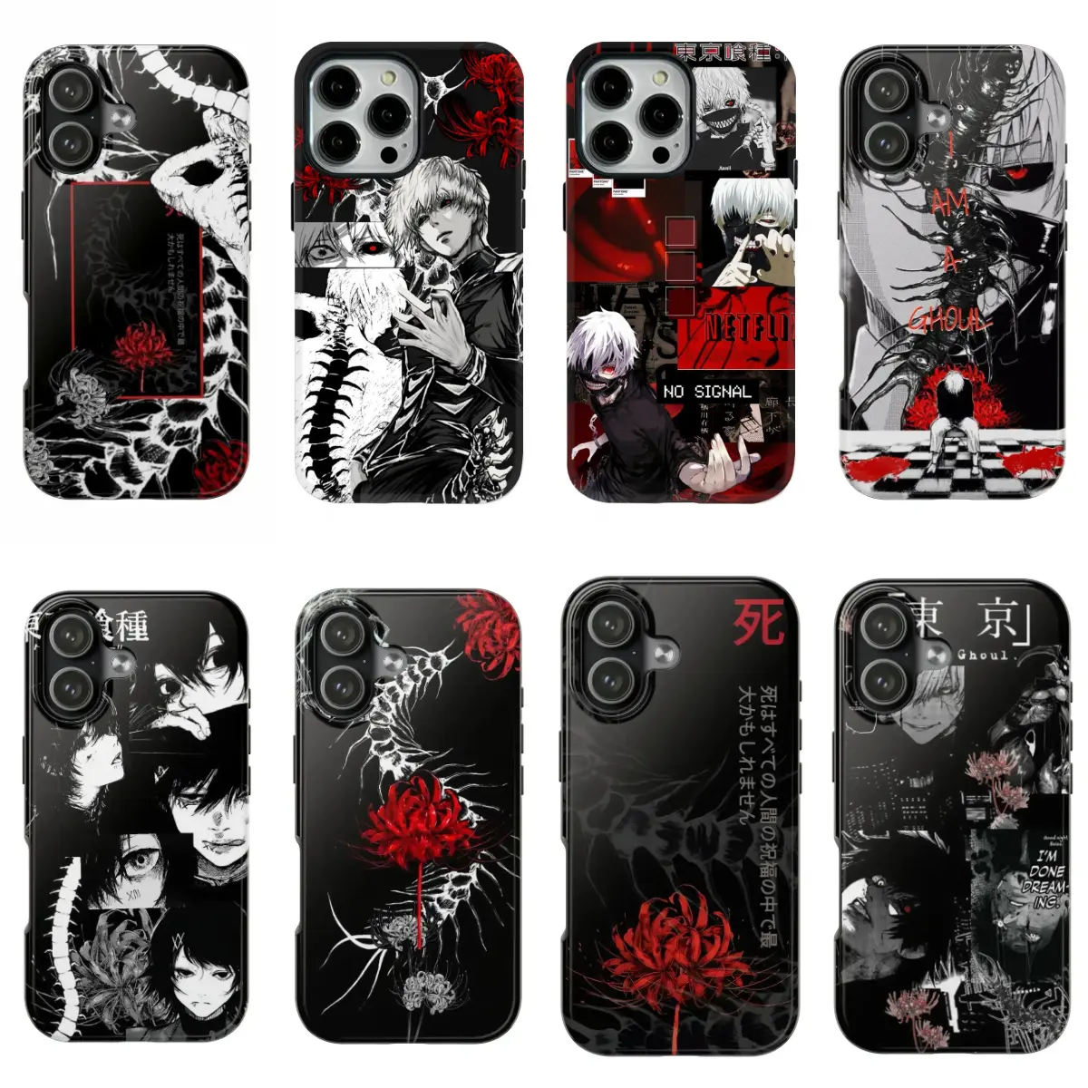 Anime Tokyo Ghoul Dark Gothic Style Protective Shockproof Cellphone Casing for iPhone 17,16,15,14,13,12,11 Pro Max Plus Air - Smartphone Handheld Devices Fall Protection Gift for Anime Fans
