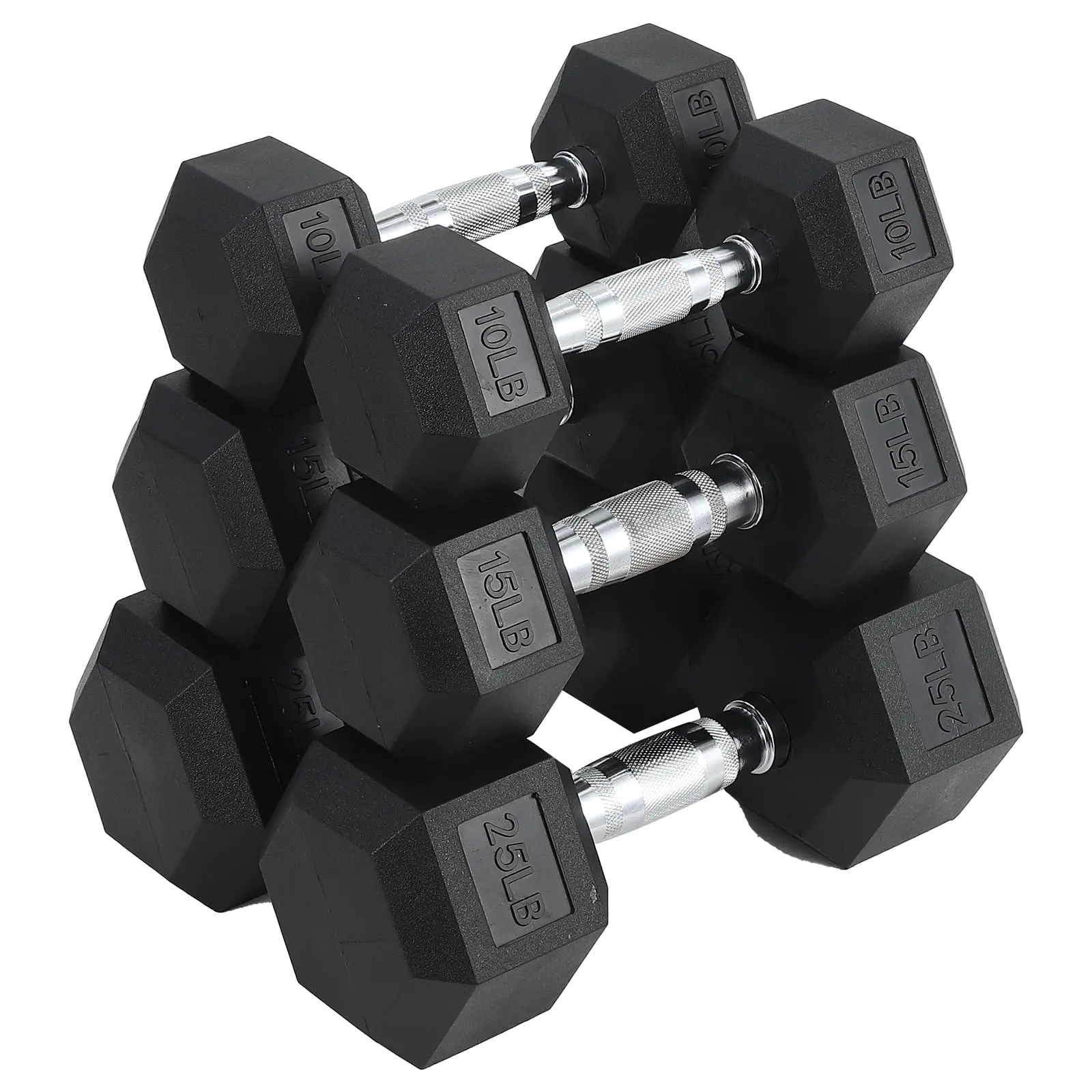 Hex Dumbbells Set for Home Gym – PVC/PEV Coated, Anti-Roll Design, Non-Slip Grip, Cast Iron Core – Versatile Strength Training Weights, 100LB Total (10LB*2 + 15LB*2 + 25LB*2)