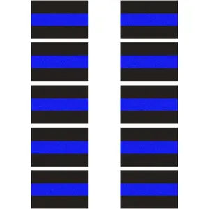 10 Pack 1.5" x 1" Reflective Police Thin Blue Line Vinyl Decal Stickers Honoring Law Enforcement for License Plate Window Laptop