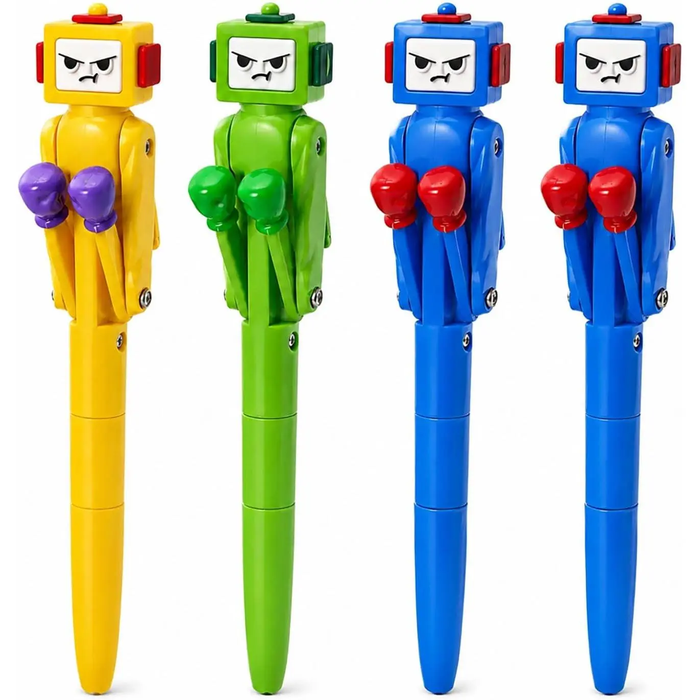 Boxing Robot Fidget Ballpoint Pens, 4 Pack   Office Pen | Fun Fidget Desk Gadget,   ,   for Men, Dad,  & Coworkers