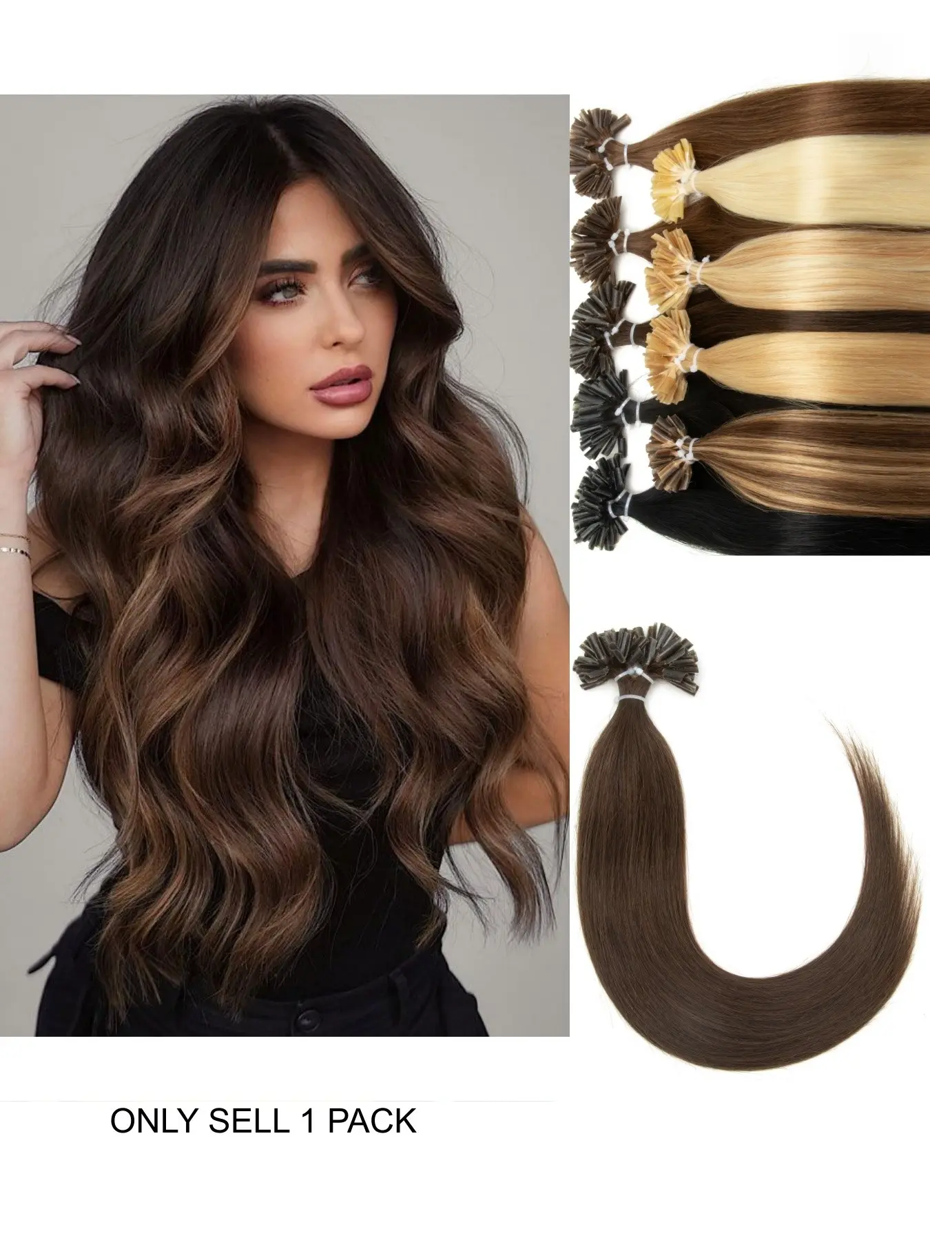 Women's Keratin U-Type Straight Remy Human Hair Extensions, Invisible Pre-Bonded Hair Strands, 12-20 Inches, 30g Per Pack, Low Shedding