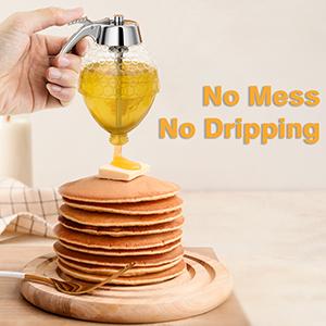 Honey Dispenser No Drip Glass 8 oz with Plastic Top, Beautiful Honeycomb Shaped Honey Jar with Stand - 6" Clear Container, Honey Pot, Maple Syrup Dispenser, Perfect Bee Decoration for Home Kitchen