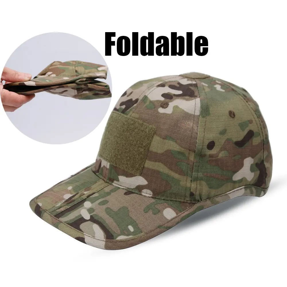Tactical Camo Foldable Baseball Cap Breathable UV Sunscreen Hat Men Women Outdoor Camping Hunting Fishing Airsoft Sunshade Caps