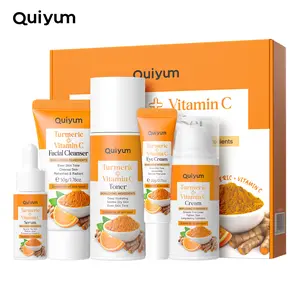 Quiyum Turmeric Vitamin C Skincare Set, 5-Piece Facial Care Gift Box, Brightening Hydrating Radiant, Suitable for All Skin Types