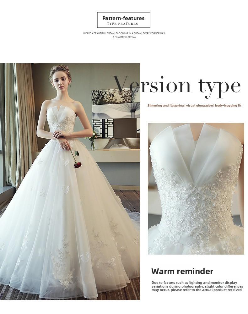 2026 New Style White Lace Strapless Wedding Dress with Train for Petite Brides, Simple, Ethereal & Forest-Style