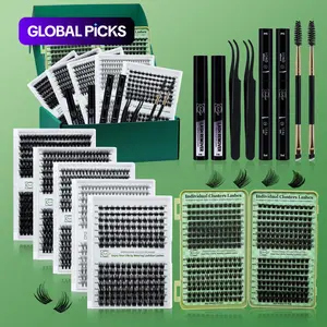 Eyelash Extension Kit, 280-Piece False Eyelash Set with 2 Glues, 2 Eyelash Removers, 2 Tweezers and 2 Brushes, Professional DIY Lash Cluster Eye Makeup Tool #TOP PICKS