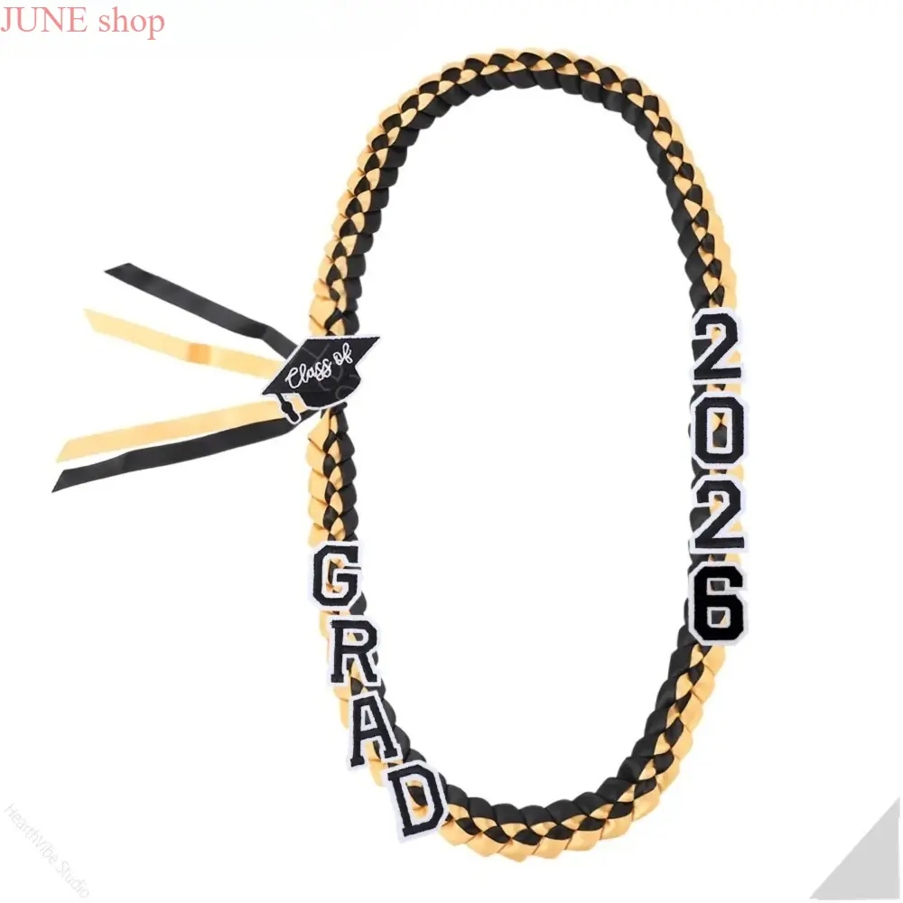 Unisex Class Of 2026 Hand-Woven Blue Ribbon Graduation Lei Decorated With Grad Letter Ornaments And Graduation Cap Charms, Adjustable Money Holder Equipped With Safety Pins For Graduation Ceremonies, Parties And Graduation Gift Gifting