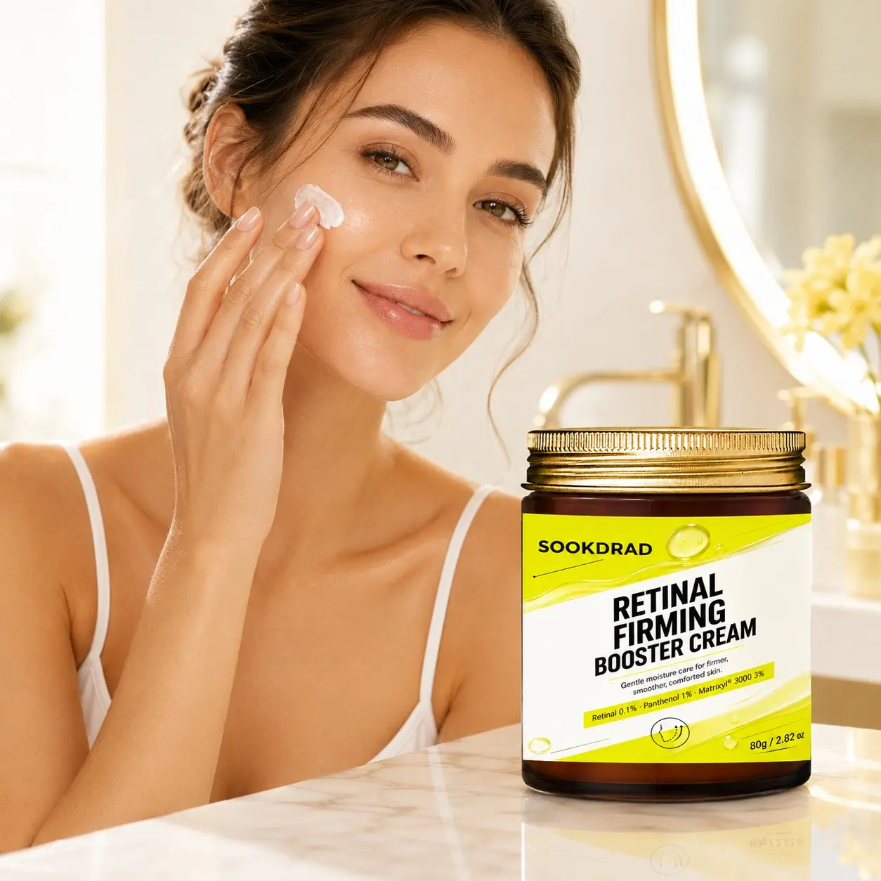 Retinal Firming Booster Cream, Retinal 0.1%, Panthenol 1%, Matrixyl 3000 3%, Gentle Moisturizing, Firming Skin, Smoothing Skin, Comforted Skin, Face Cream, 80g/2.82oz