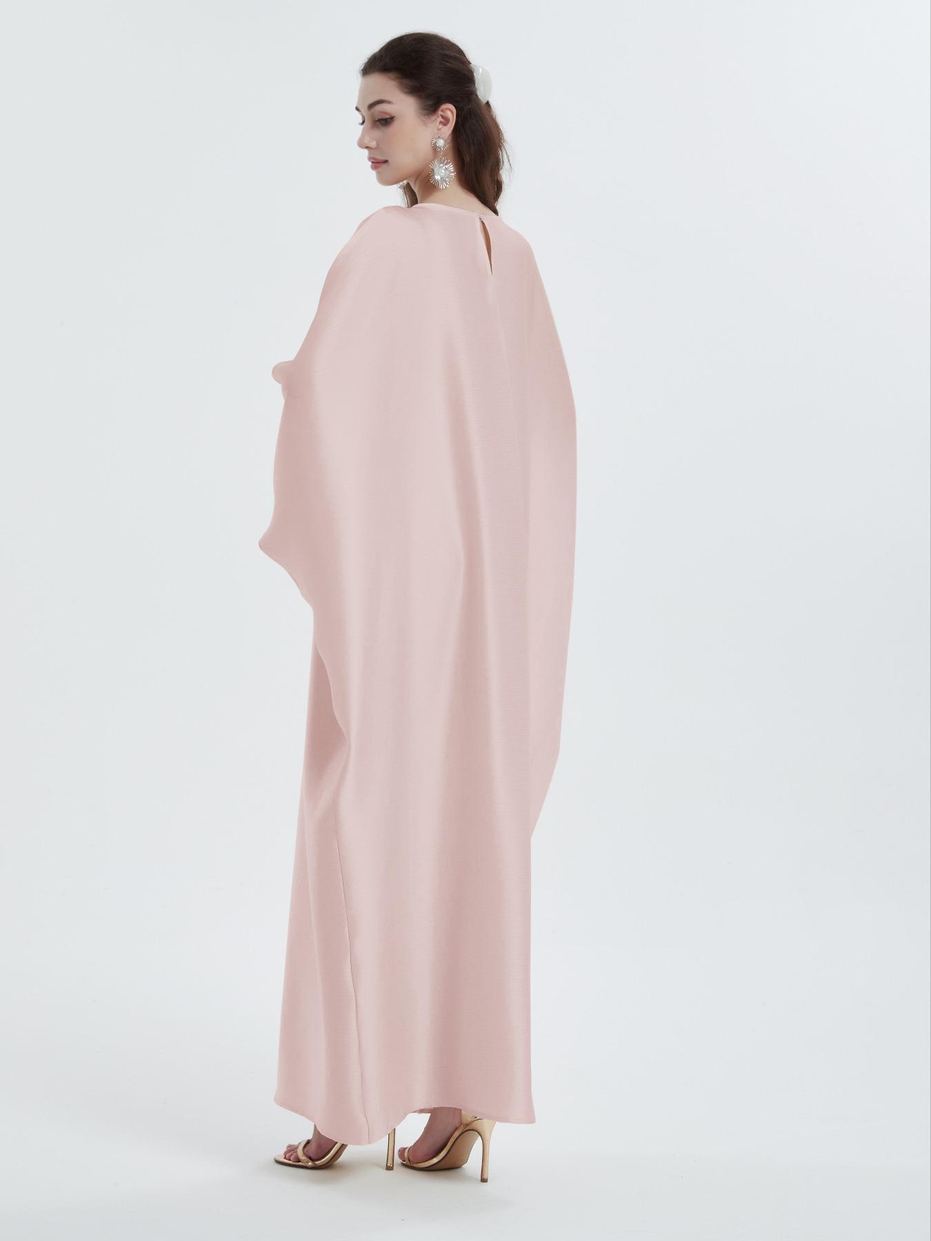 Women's Plain Rhinestone Decor Batwing Sleeve Kaftan Dress, Elegant Modest Maxi Dress for Party Wedding Guest, Dresses for Women, Ladies Longsleeves Dress, Minimalist Womenswear, Modest Clothes for All Seasons, Formal Dress Hides Tummy, Gown