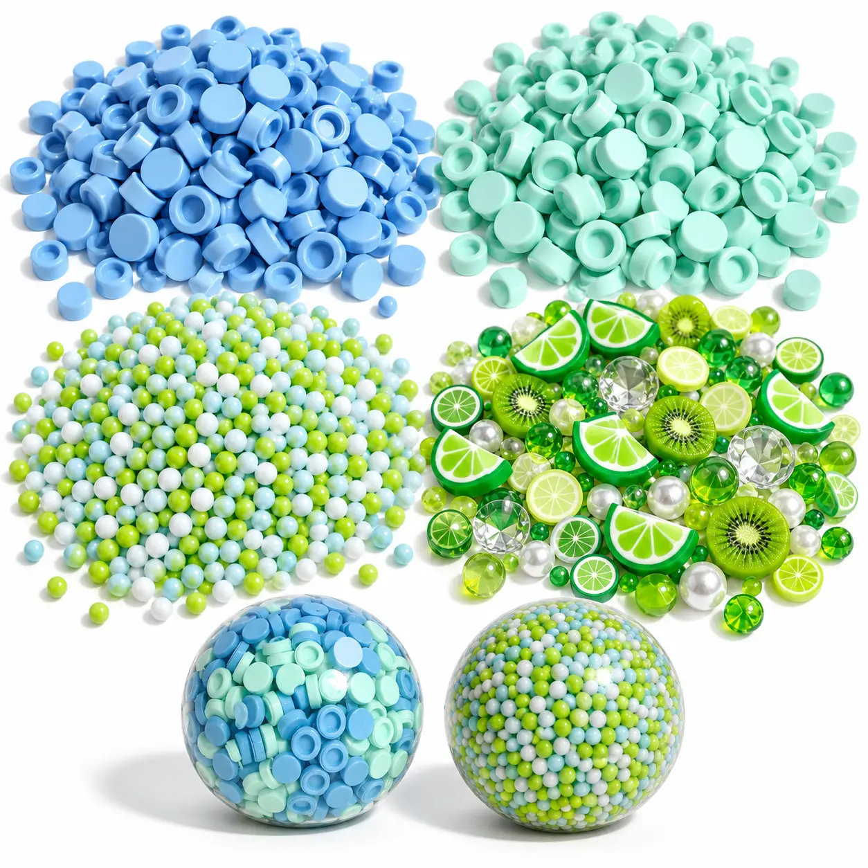 PVC-Free Unisex ASMR DIY 4-Pack Stress Ball Squishy Filler Kit (50g Each) - Sensory Crunchy Blocks Stress Relief Toys, Squeeze Ball Stress Relief Toys, 2 Block Beads, 2 Mini Units for Crunchy Ball Making