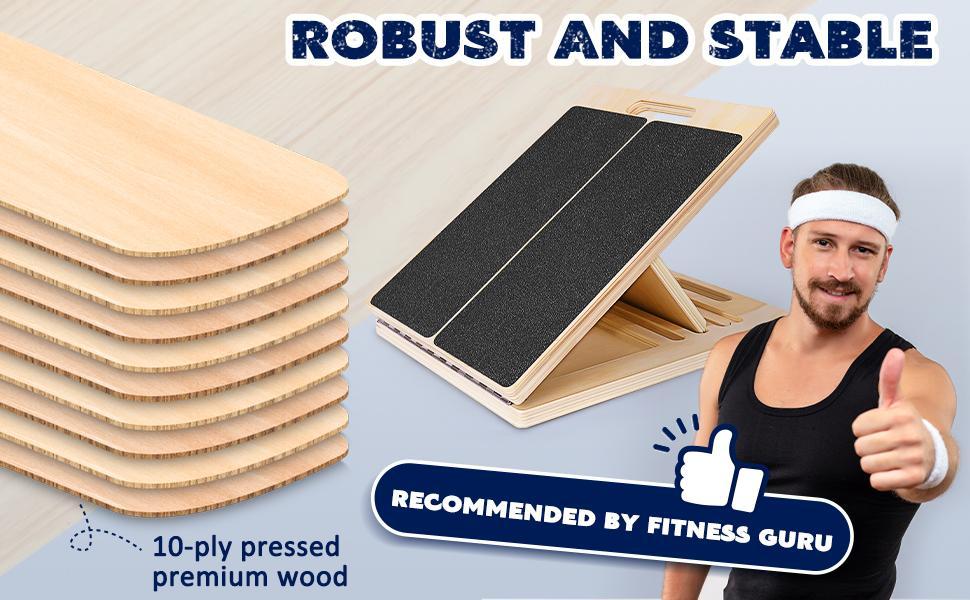 Portable Wooden Slant Board for Calf Stretching Adjustable Incline Board Non Slip Surface for Squats Calf Stretcher Pilates Physical Therapy Equipment for Knees Ankle Heel Feet Leg Pain Relief Muscle Recovery Home Gym Fitness
