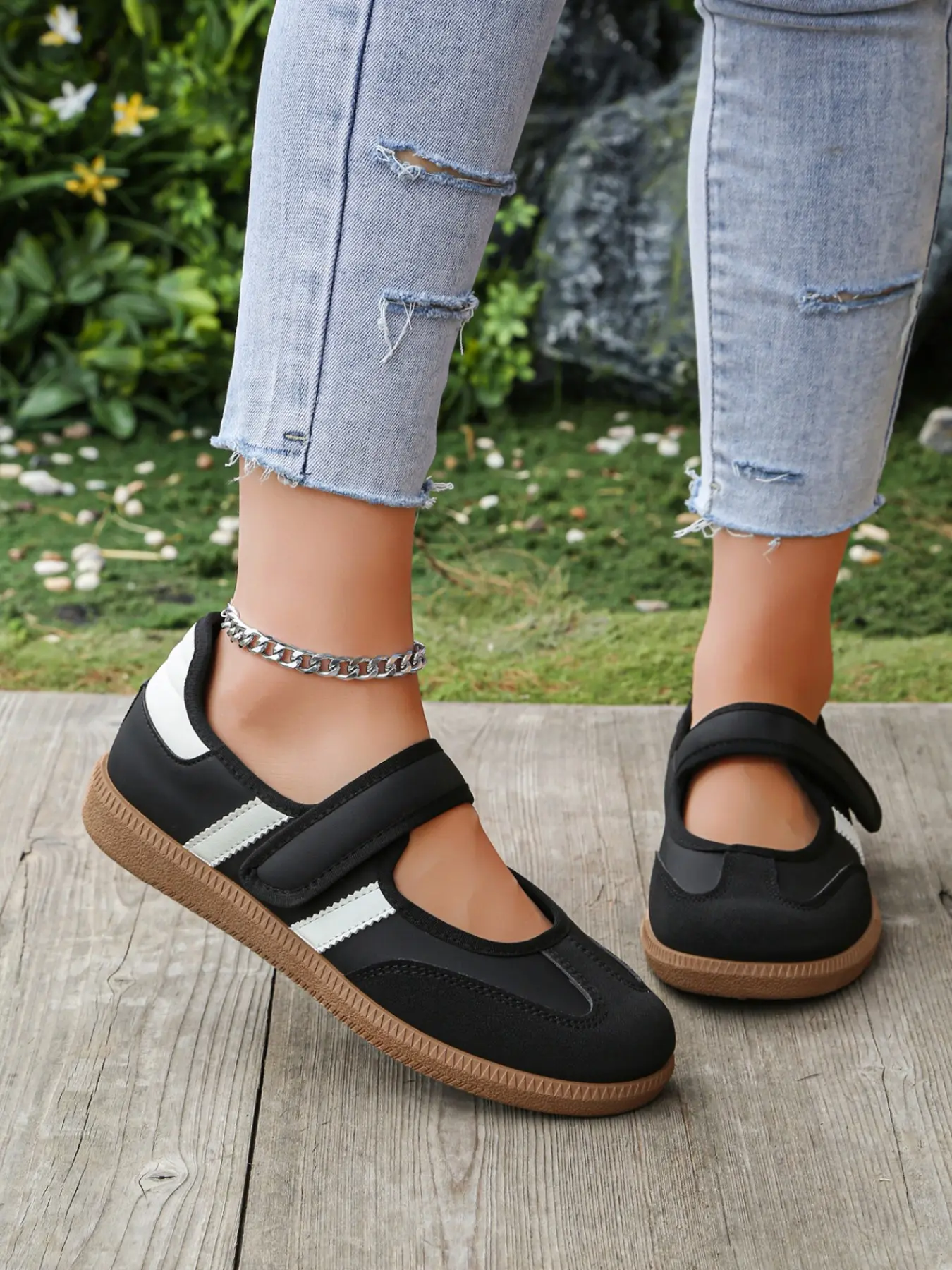New Summer Women's Velcro Trainer Shoes, Classic Flat Board Sneakers, Mary Jane Casual Shoes, Comfortable Breathable Walking Shoes