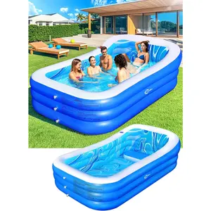 Inflatable Pool with Big Backrest and Seat, Oversized Thickened Large BlowUpPool for Adults, Inflatable Backyard Pools, Durable Swimming Pools Summer Water Party 98 x63