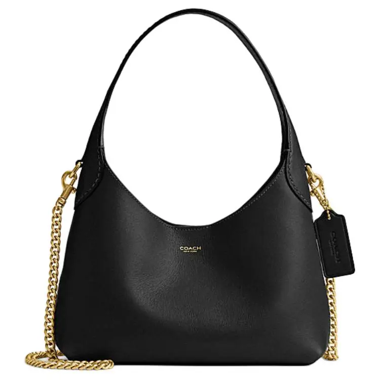 COACH Brooklyn 23 Mini Crossbody Bag for Women – Leather Shoulder Handbag with Logo Magnetic Closure, Black