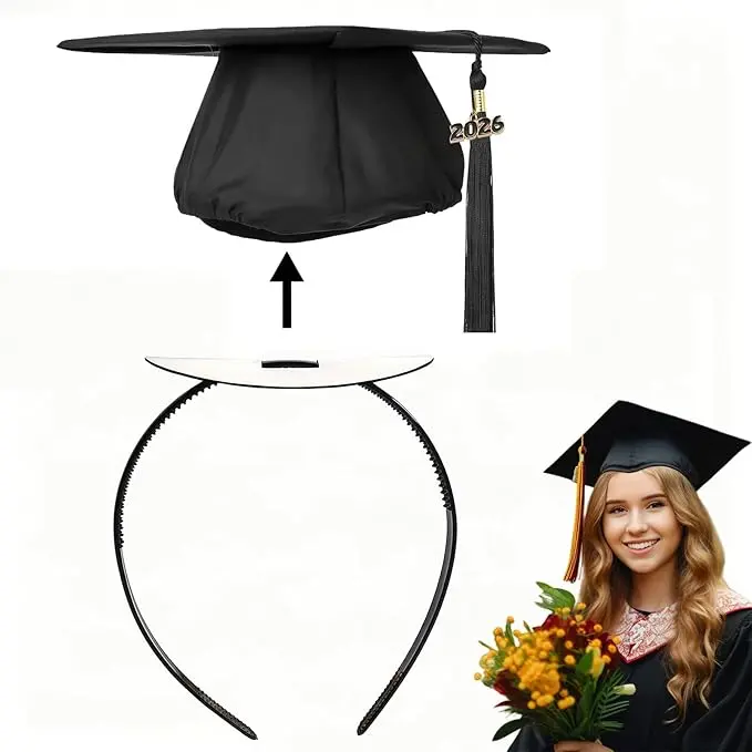 2-Pack No-Slip Grad Cap Headband Inserts with EVA Foam Stickers, Reliable Grip for Graduation Ceremonies, Comfortable Fit for Most Head Sizes, Plastic, Ceremony, Adhesive Base, Fits Most, Secure And Not Mess Up Hairstyle, Upgrade Adhesive Strip