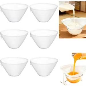 6 count Nut Milk Bag, Bowl-Shaped  Nylon Cheese Cloth Bags for Straining, Ultra-Fine Mesh  Filter Strainer for Almond Milk, Soy Milk, Juice, Cold Brew Coffee, Dumpling Fillings(M)
