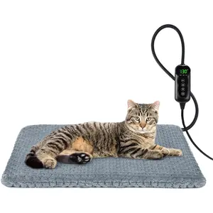 Heated Cat Bed, Waterproof Adjustable Temperature Dog Cat Heating Pad with Timer, Indoor Pet Heating Pad for Cats Dogs Electric Pads for Dogs Cats, Pet Heated Pad (S: 18" x 16")