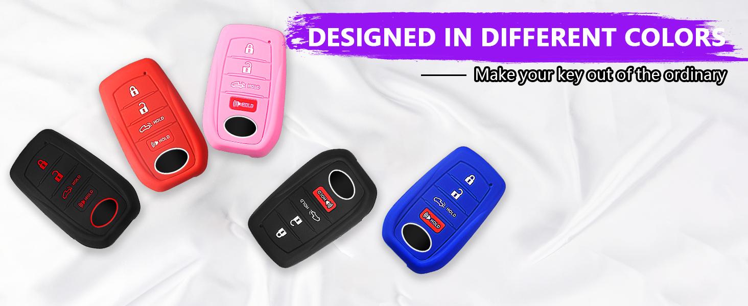 THE WELL KEPT 2pcs for Toyota Key Fob Cover Tacoma Prius Venza Corolla Crown Sequoia Tundra Grand Highlander RAV4 Prime,4 Buttons Remote for Toyota Key Protection Case Key Chain Car (Black Red)