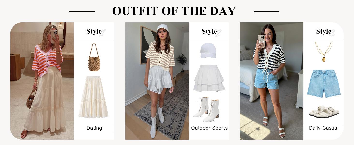 Saodimallsu Womens Short Sleeve Striped Cardigan Sweaters Crochet Knit Button Down Shirts V Neck Spring Summer Tops Saodimallsu Womens Short Sleeve Striped Cardigan Sweaters Crochet Knit Button Down Shirts V Neck Spring Summer Tops