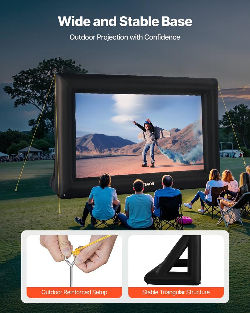 VEVOR 16FT Inflatable Projector Screen, Inflatable Movie Screen Outdoor with 250W Air Blower Projector Screen Oxford Fabric Material Blow Up Screen for Outdoor Backyard, Home Theater, Theme Party