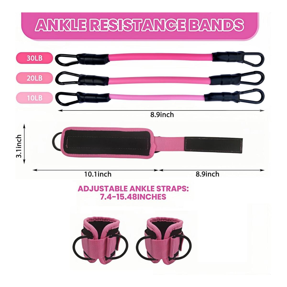 Ankle Resistance Bands with Cuffs, Ankle Bands for Working Out, Ankle Resistance Band Workout Equipment for Kickbacks Hip Fitness Training, Exercise Bands for Women