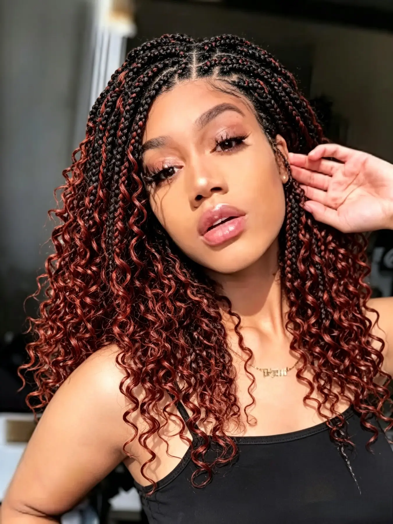 16 Inch 1b-350 Copper Ombre Box Braid Curly Tip Lace Full Wig, Stylish Hair Extension, Perfect for Daily Wear & Special Occasions