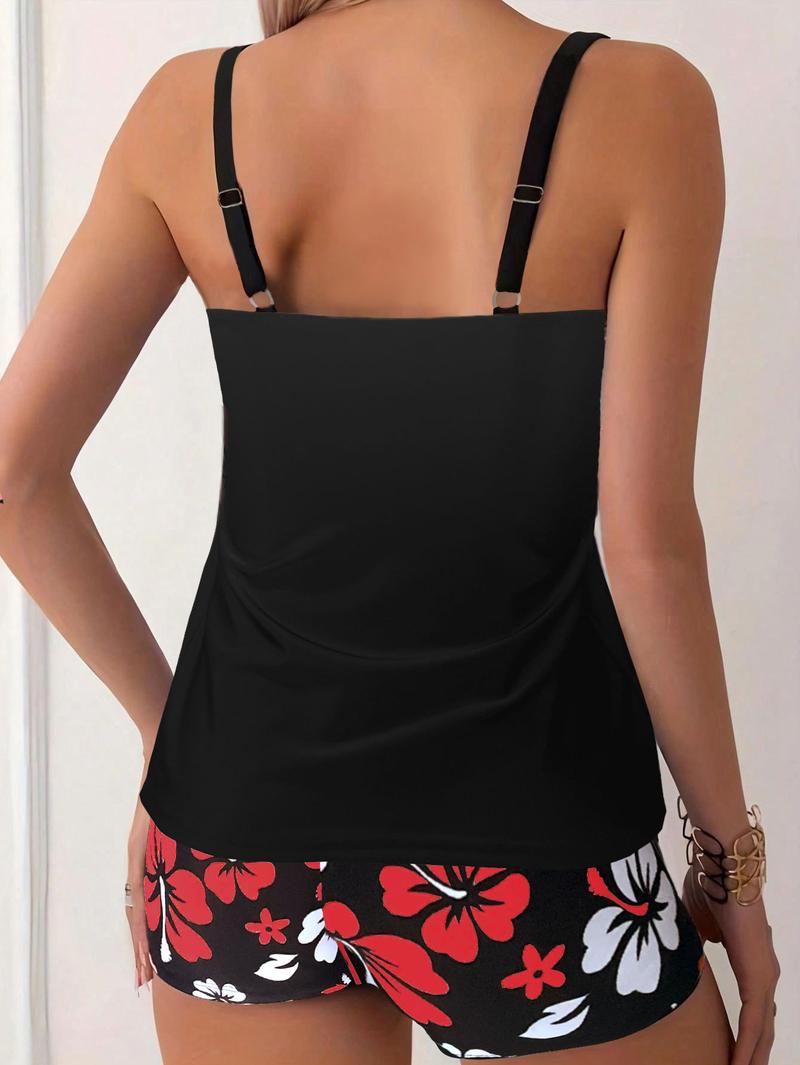 Tankini Swimsuits for Women - 2026 Tummy Control Two Piece Bathing Suit with Sporty Pockets Shorts Blouson Swimwear,short bathing suit bikinis set,bathing suits for the summer