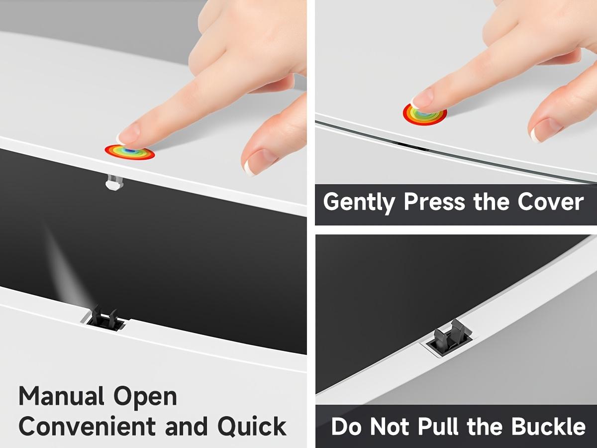 2-in-1 Trash Can With Toilet Brush And Brush Head | White Rectangular Modern Bathroom Narrow Seam Trash Can With Push-On Lid, Disposable Toilet Brush, Ivory, Bathroom Decor And Accessories, Floor Mount, Plastic 2-in-1 Trash Can With Toilet Brush And Brush Head | White Rectangular Modern Bathroom Narrow Seam Trash Can With Push-On Lid, Disposable Toilet Brush, Ivory, Bathroom Decor And Accessories, Floor Mount, Plastic