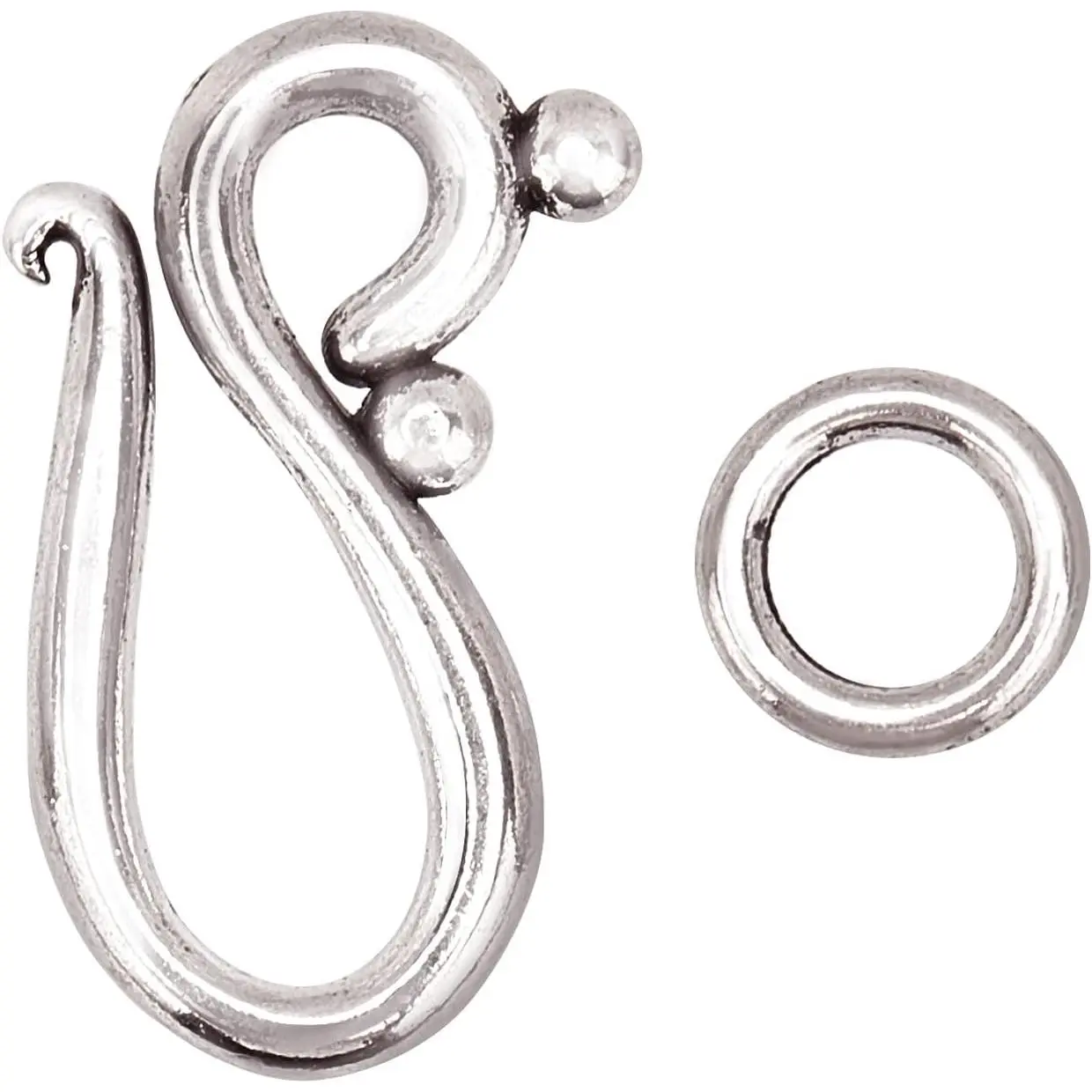 40 Sets S Ring Toggle Clasps Tibetan  S Hook Rings  Clasps Ring Clasp Connectors  Findings for Necklace Bracelet Making and DIY Crafts
