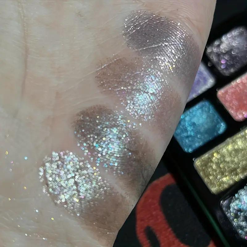 16 Colors Full Flash Pearl High Pigment Eyeshadow Palette,Green Multicolor Eyeshadow,Create A High Cold Deep Look, Carnival