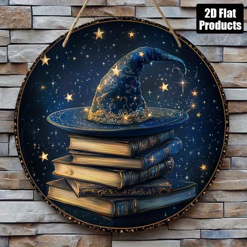 1PC Round Wooden Wall Decoration Magic Hat Theme, Suitable for Bars, Kitchens, Cafes, Home Living Rooms, Office Decorations, Holiday Gifts