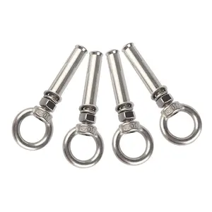 M6X70mm Expansion  Screw with Eye Ring Anchor 304 Stainless Steel Heavy Duty Concrete Wall Eyebolt for Sun Shade Sail Air Conditioning Fixation, 4 count
