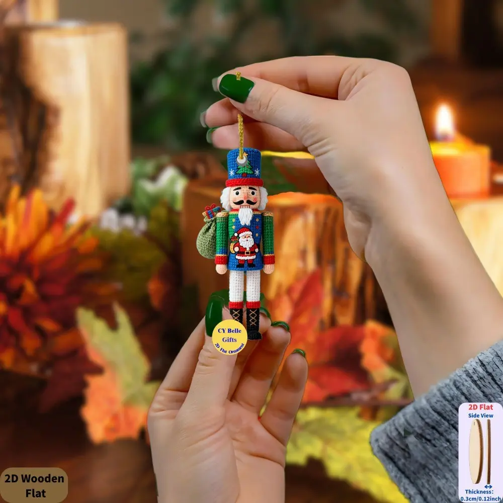 10 Wooden Nutcracker Soldier Ornaments, 2D Flat Christmas Tree Decorations, Classic Holiday Hanging Set, Home Festival Decoration Kit