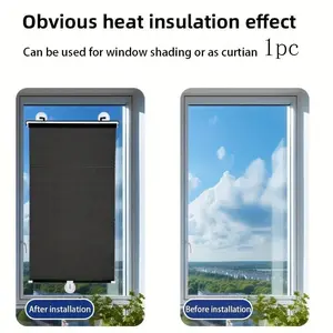 Easy Install No Drilling Insulated Collapsible Window Sunshade Cover, Suction Cup Expandable for Kitchen Balcony Living Room Glass Windows