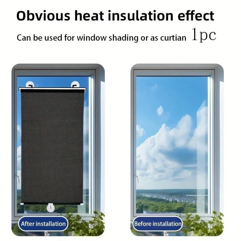 Easy Install No Drilling Insulated Collapsible Window Foldable Sunshade Cover, Suction Cup Expandable for Kitchen Balcony Living Room Glass Windows