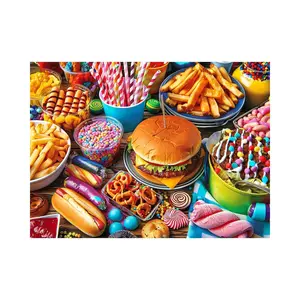 500 Piece Puzzle for Adults, Hamburger Puzzles, Youths Favorite Foods Puzzles 500 Pieces, Birthday and Barious Holiday Party for Family Adult, Funny Puzzle for Adults