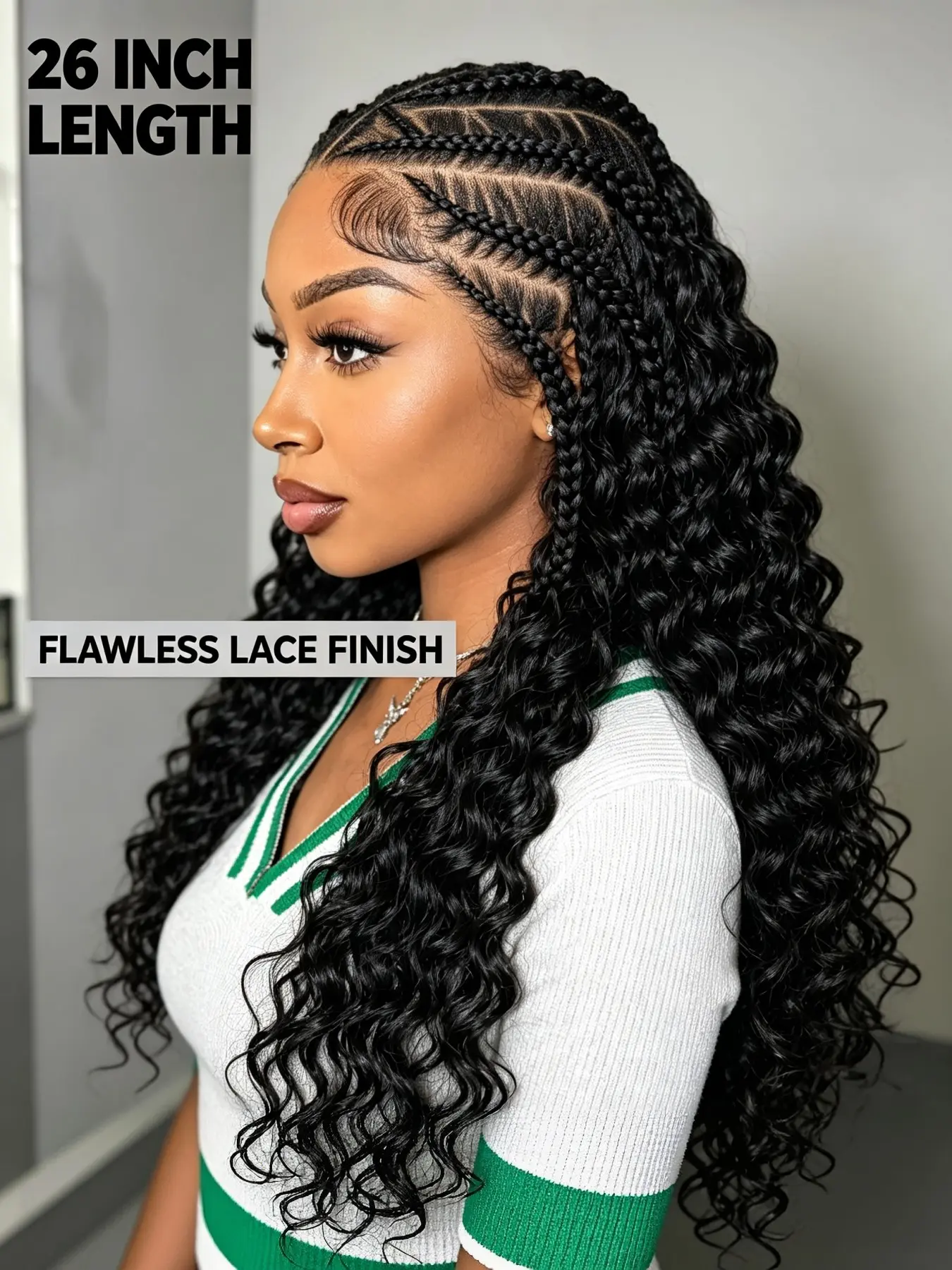 26 Inch Super Long Braided Curly Wig, Natural Hairline, Lightweight & Comfortable, Perfect for Daily Wear, Stylish and Easy to Maintain, Lace Braided Wigs