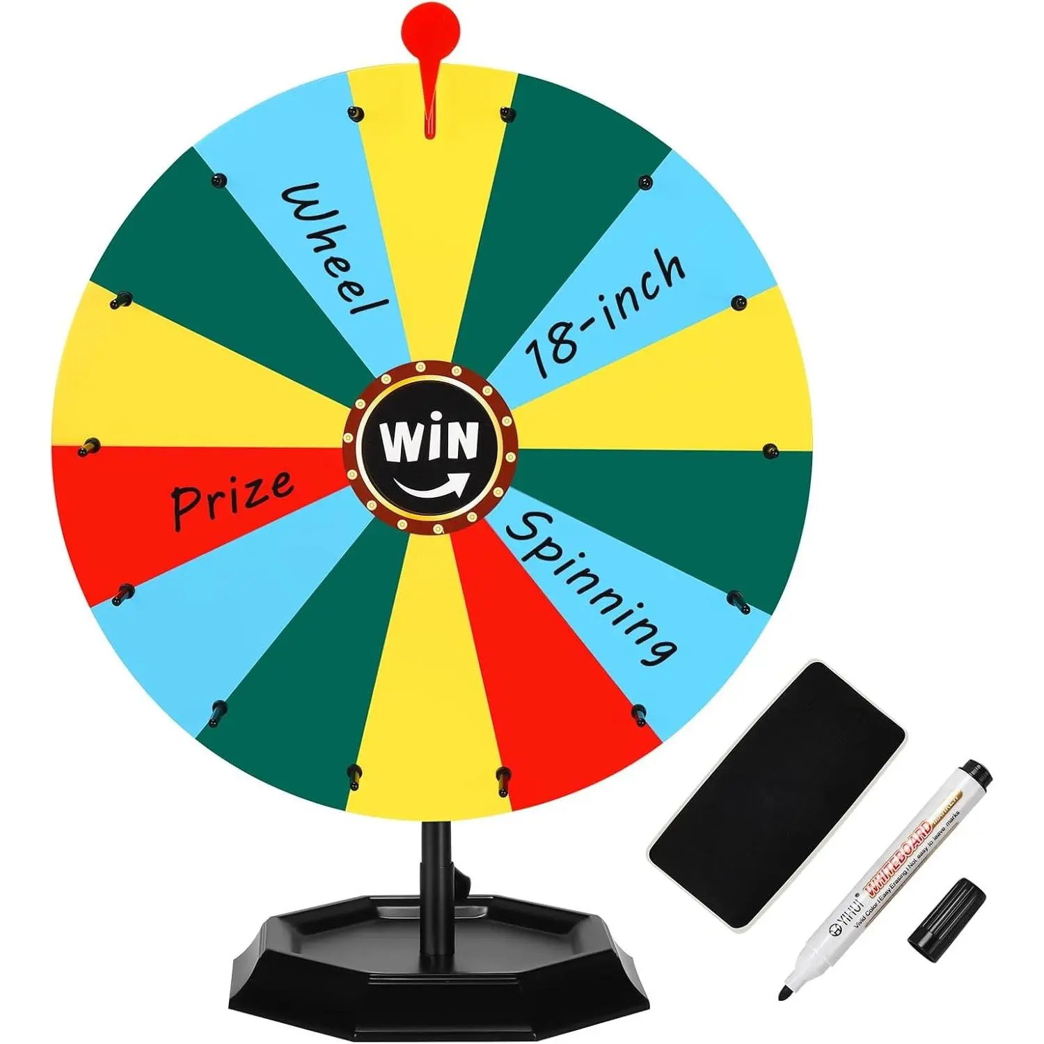 18-inch Desktop Prize Wheel Spinner with Retractable Octagonal Storage Base, 14 Customizable Zones, Suitable for Party Games, Family Games, Trade Show