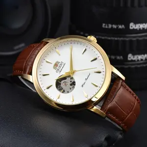 EliteTimepiece 2026 Men's Mechanical Lion Watch with Brown Leather Strap High-Quality Automatic Movement Hot-Selling Model for Casual & Formal Wear