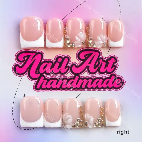 Y2K Style Press-On Nails, Handmade Artificial Nails, Decorative Nails, 10pcs Fake Nails, Perfect for Parties, Includes Jelly Glue, Crystal Stick and Nail File, Available in XS‑S‑M‑L Sizes