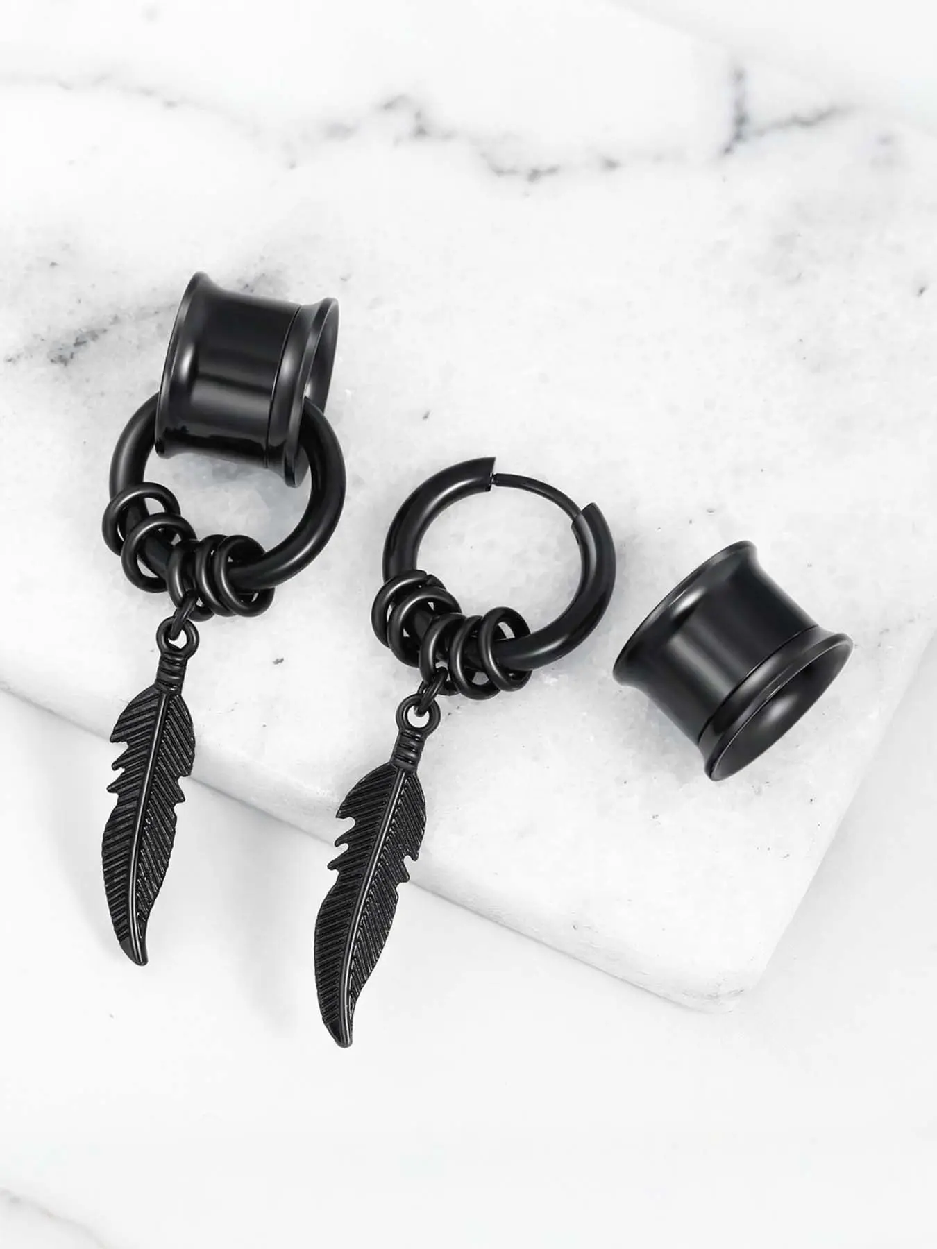 2 Pcs Stainless Steel Dangle Gauges, 6mm-20mm Ear Tunnels Plugs Expander Plugs Stretcher Piercing Body Jewelry for Men Women