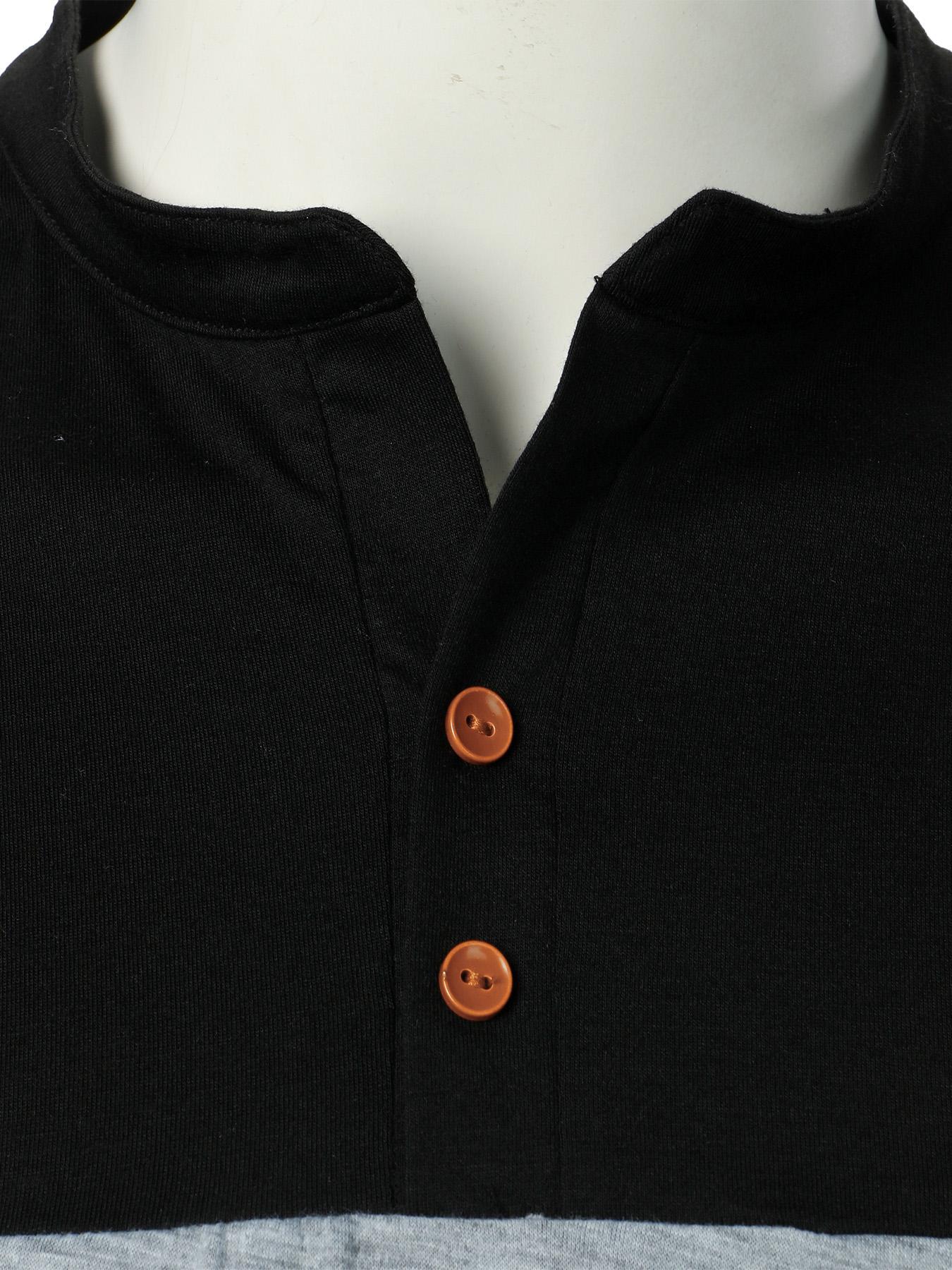 Men's Colorblock Half Button Polo Shirt, Regular Fit Casual Long Sleeve Top for Fall & Winter, Men's Clothes for Daily Wear, Fall Clothes 2024, Menswear