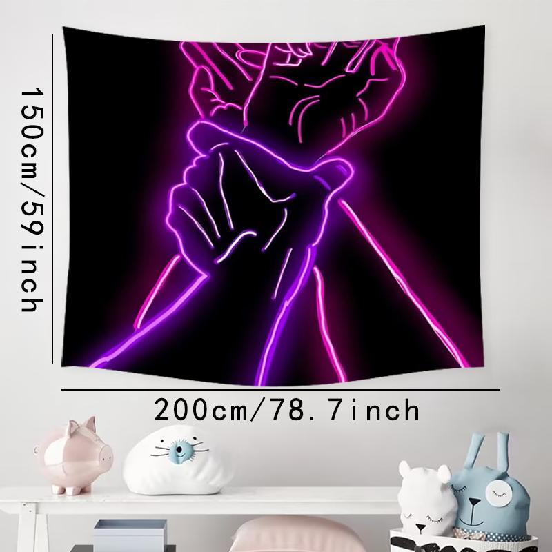 Neon Hand Pattern Tapestry Glow in The Dark for Room Decor, 1 Count Aesthetic Wall Hanging Decor, Wall Art for Home Living Room & Bedroom, Home Decor Accessories, Men Gifts, Fall Decor, Gift for Girlfriend, Pink, Decoration Items