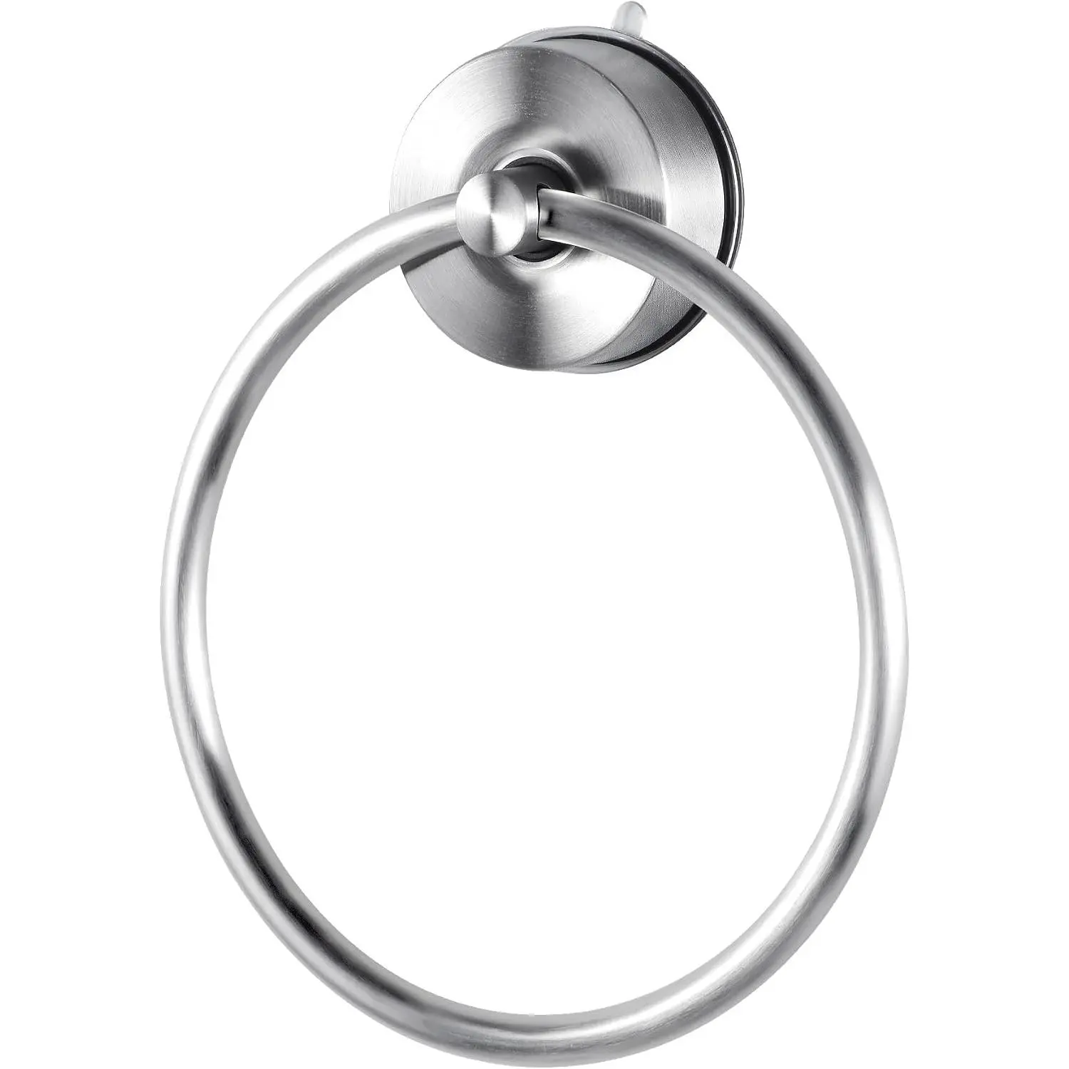 Suction Cup Towel Ring Hand Towel Holder for Bathroom Vacuum Suction Washcloth Holder Dish Towel Hanger for Shower Wall No Drill Stainless Steel Brushed Finish, 1 count