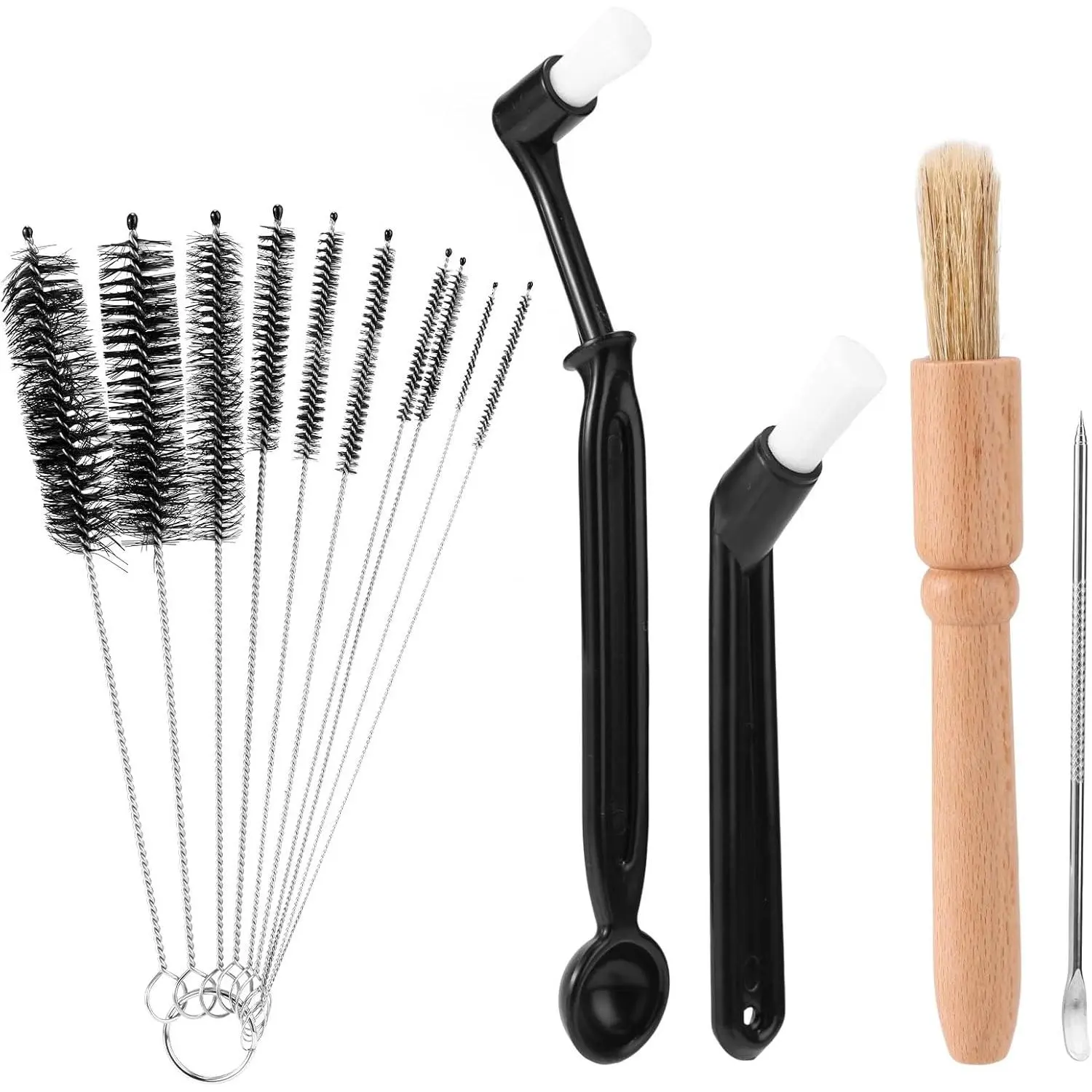 14 count Coffee Machine Cleaning Brush Set,  & Plastic Espresso  Maker Cleaner Kit Multifunctional Brushes for Portafilter Burrs Mugs Bottles  & Commercial Use