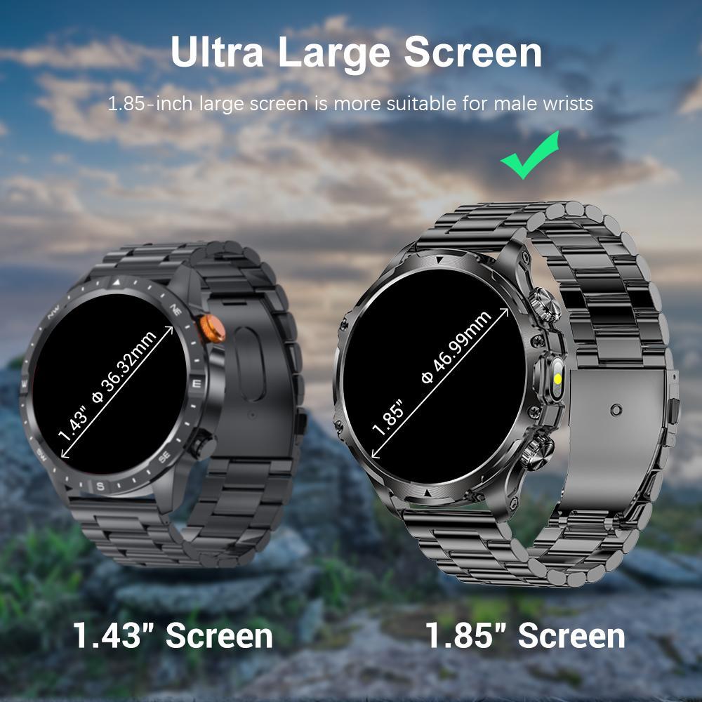 1.85-Inch Large-Screen Smartwatch with Call Answering, Calling, and Message Reminders, Wireless Multifunctional Smart Watch with Spare Silicone Band and Multiple Sports Modes for Men #GLOBAL PICKS